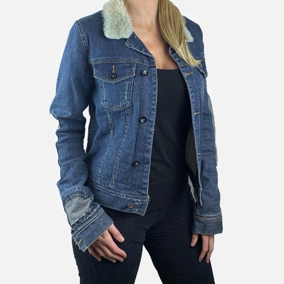 Roxy Denim Lined Denim Patchwork Jacket